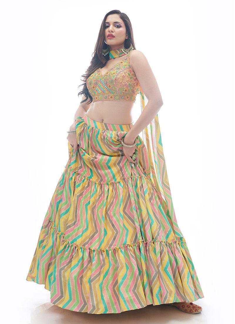 Zig-Zag Pattern Designer Printed Lehenga Big Discount Online