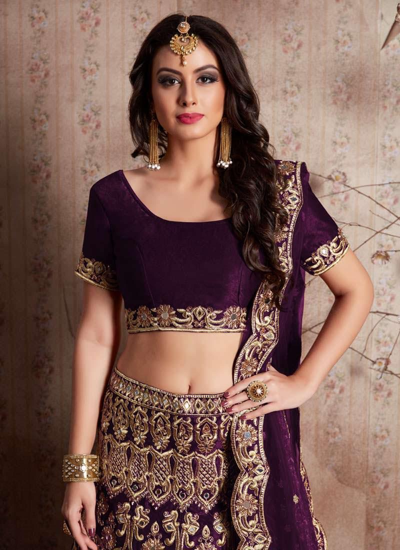 Wine Color Embroidery And Mirror Work Lehenga Choli Cheap Sale Countdown Package