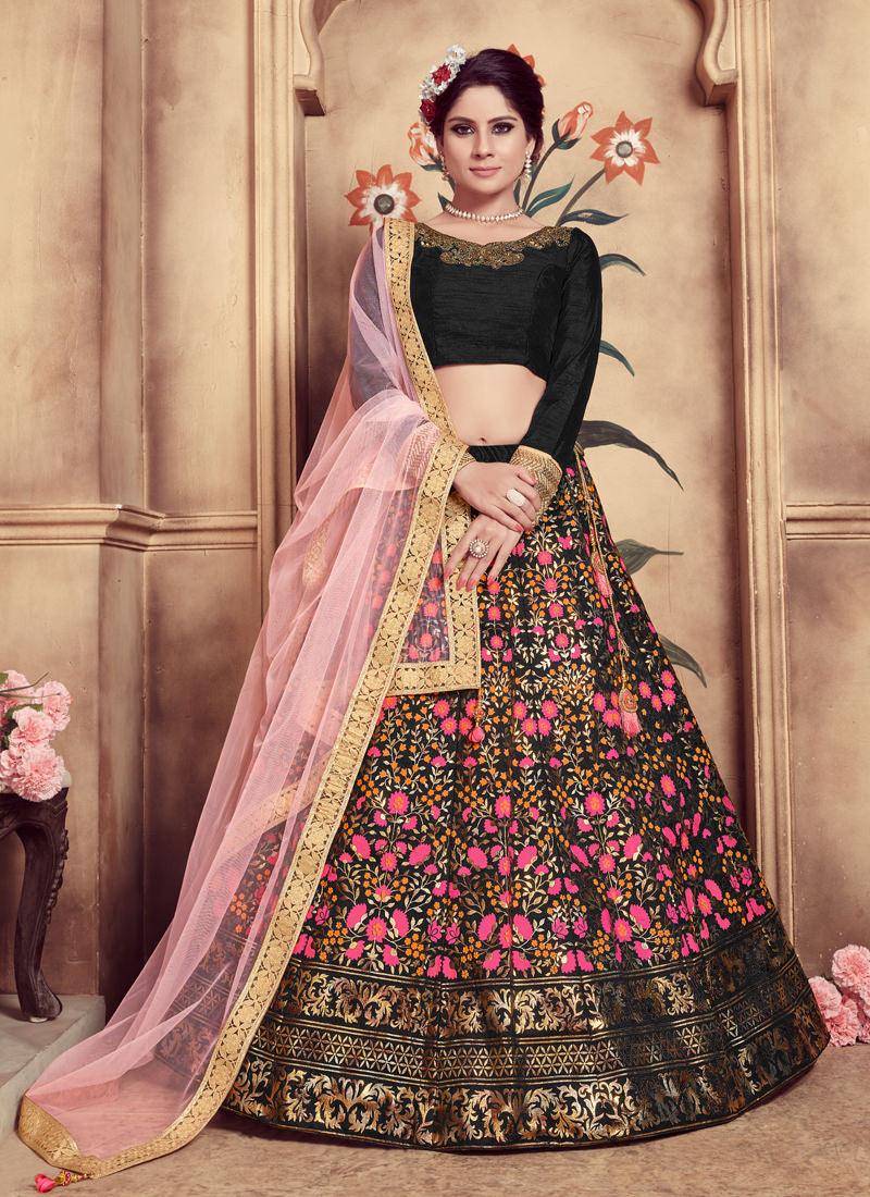 Black Sequins Hand Work And Soft Net Silk Lehenga Choli Cheap Very Cheap