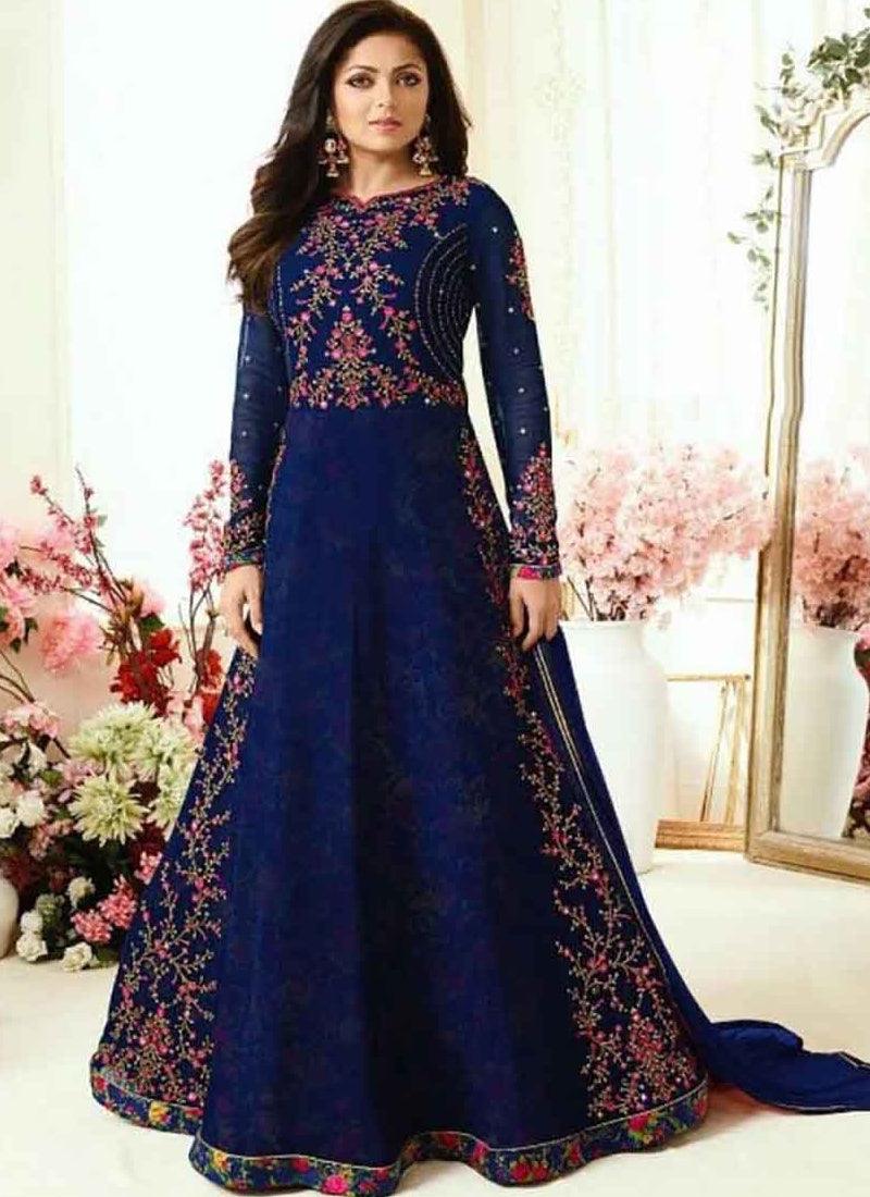 Navy Blue Heavy Embroidered Designer Salwar Kameez Suit Outlet 2025 New