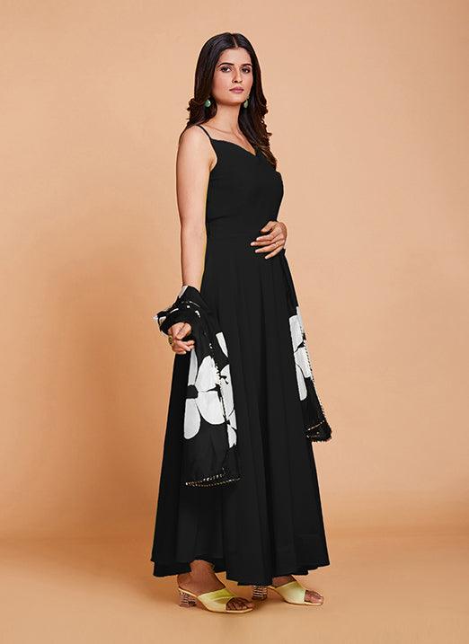 Lovable Black Fox Georgette Gown for Raksha Bandhan Discount Inexpensive