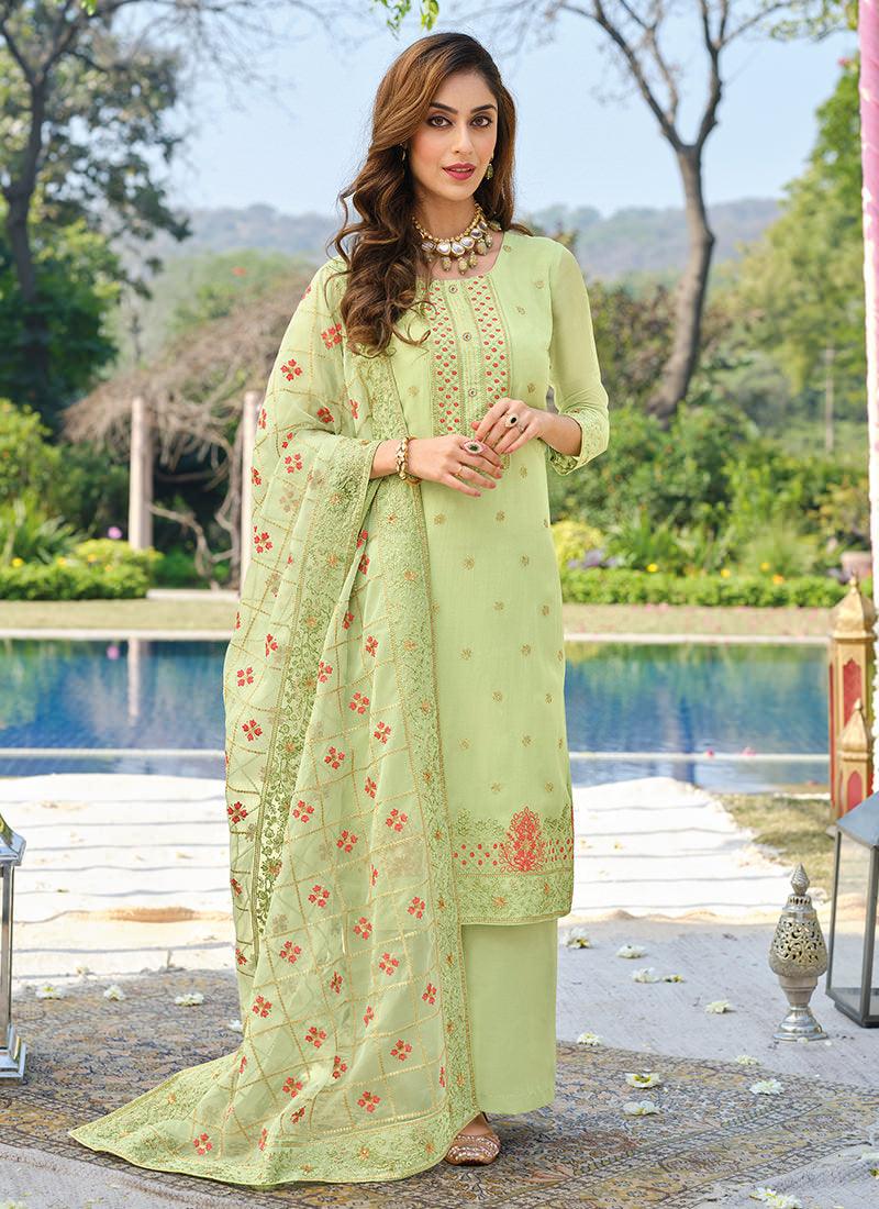 Green Viscose Casual Palazzo Suit Online Online Original