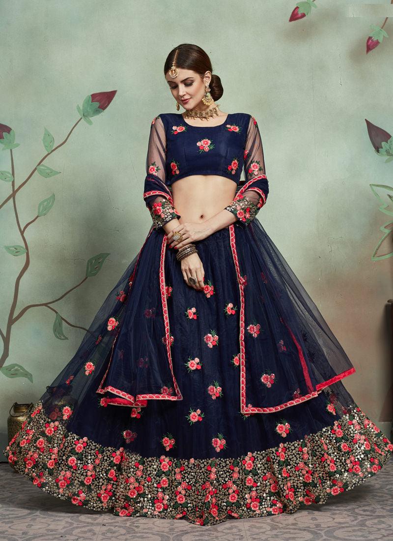 Inspiring Embroidery Work Navy Blue Lehenga Choli Clearance Free Shipping