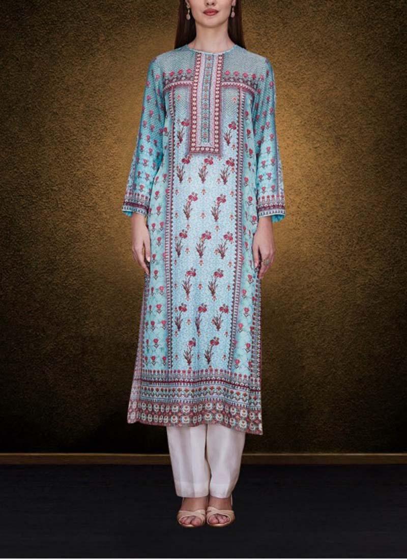 An Aqua Model Kurta Is Floral Print Sast