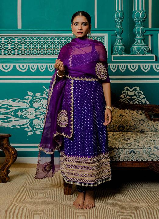 Stylish Purple Georgette Salwar Kameez with Resham Dori & Zari Work Free Shipping Wholesale Pice