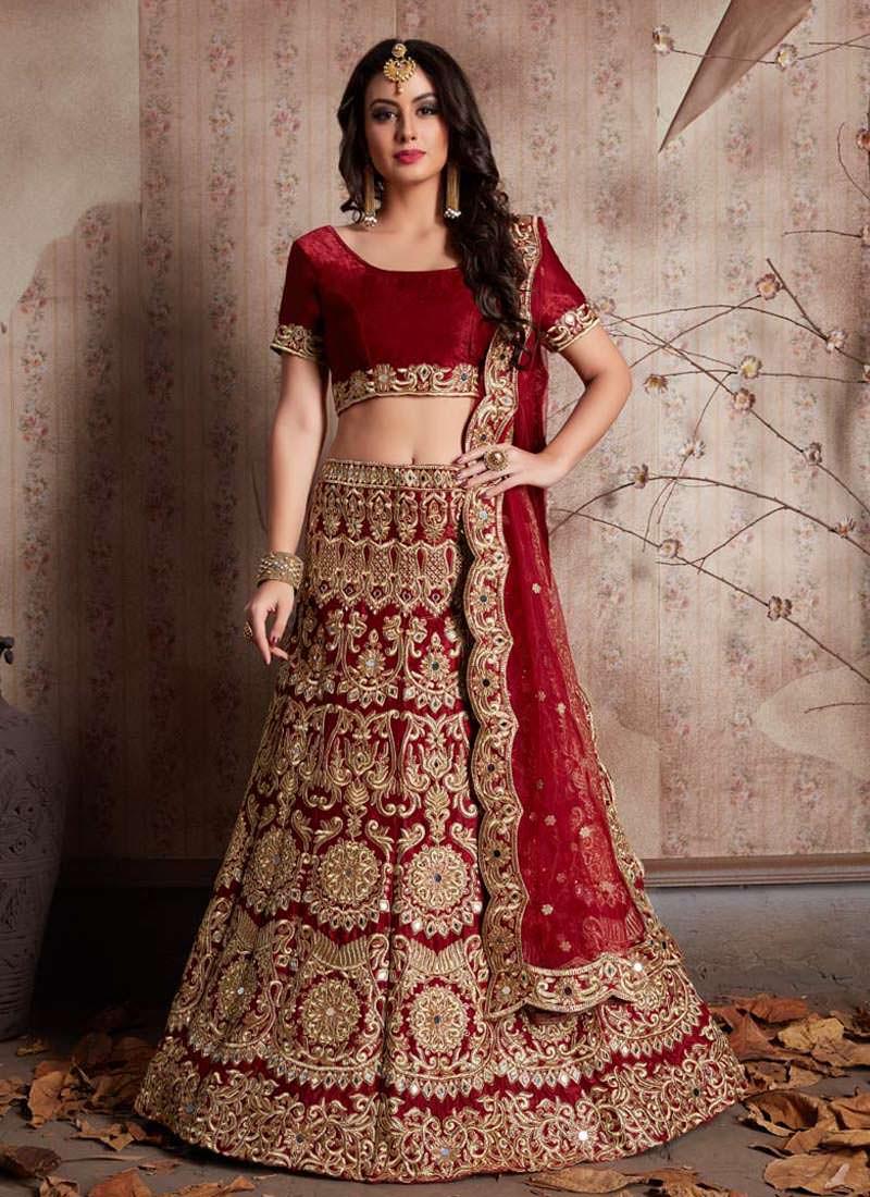 Maroon Machine Embroidery Lehenga Choli With Mirror Work Buy Cheap For Cheap