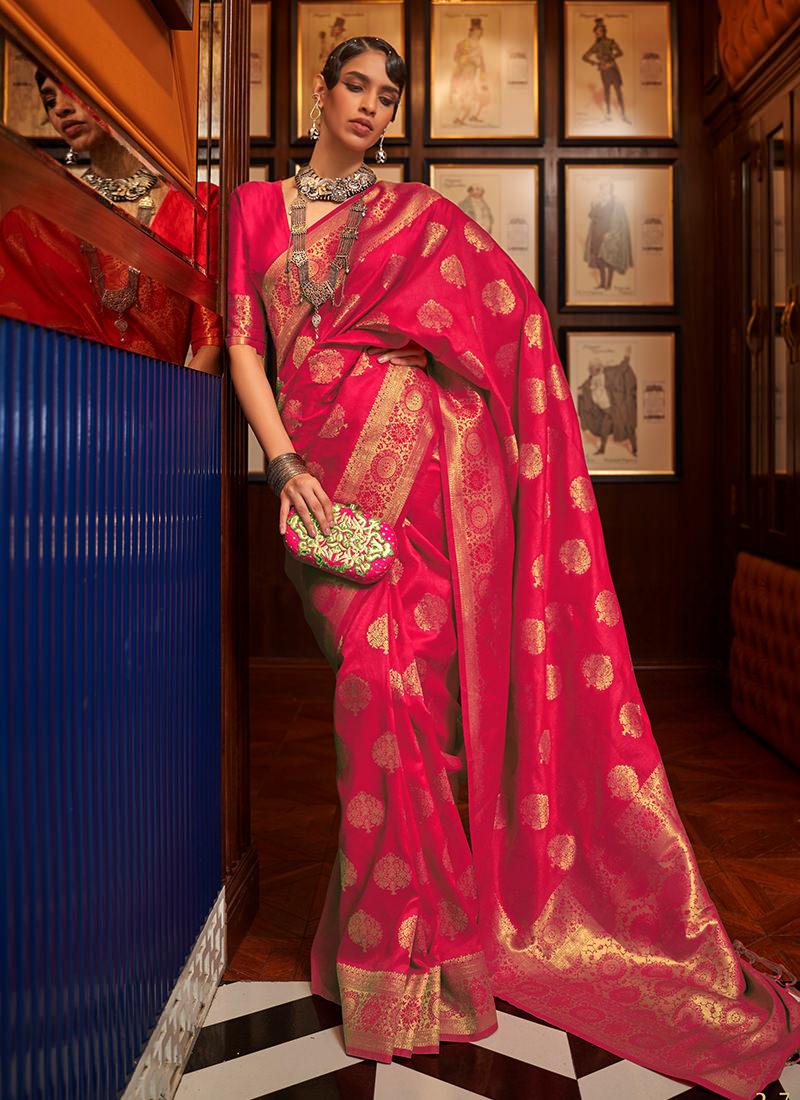 Two Tone Red Classic Silk Saree Geniue Stockist