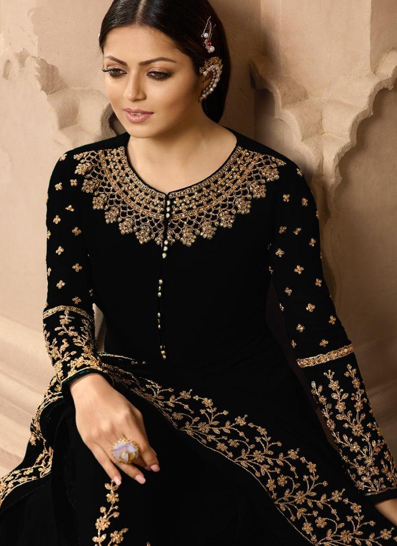 Black Georgette Based Embroideried Anarkali Suit for Wedding Cheap Best Pices