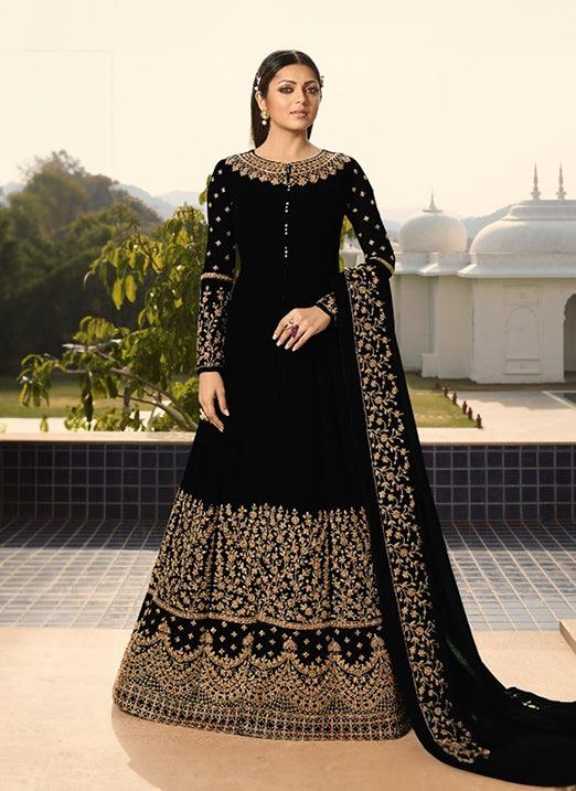 Black Georgette Based Embroideried Anarkali Suit for Wedding Cheap Best Pices