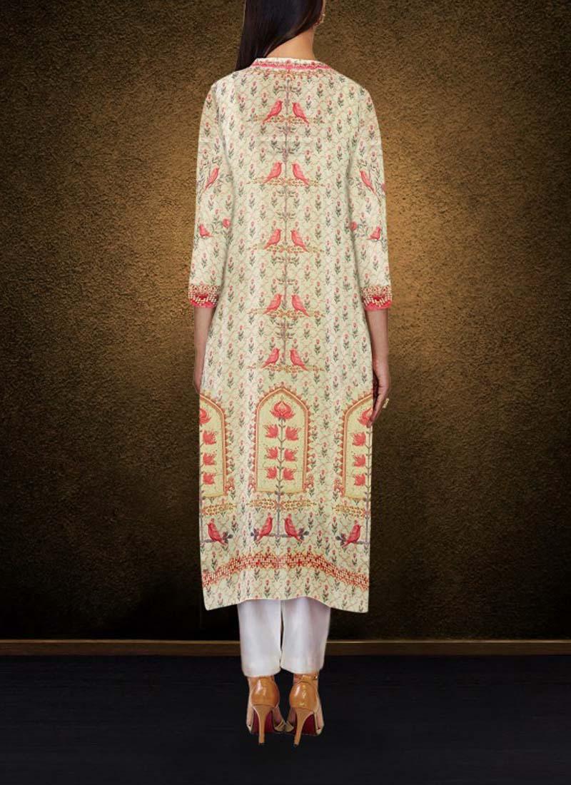 Sage White Printed Kurta Cheap With Credit Card