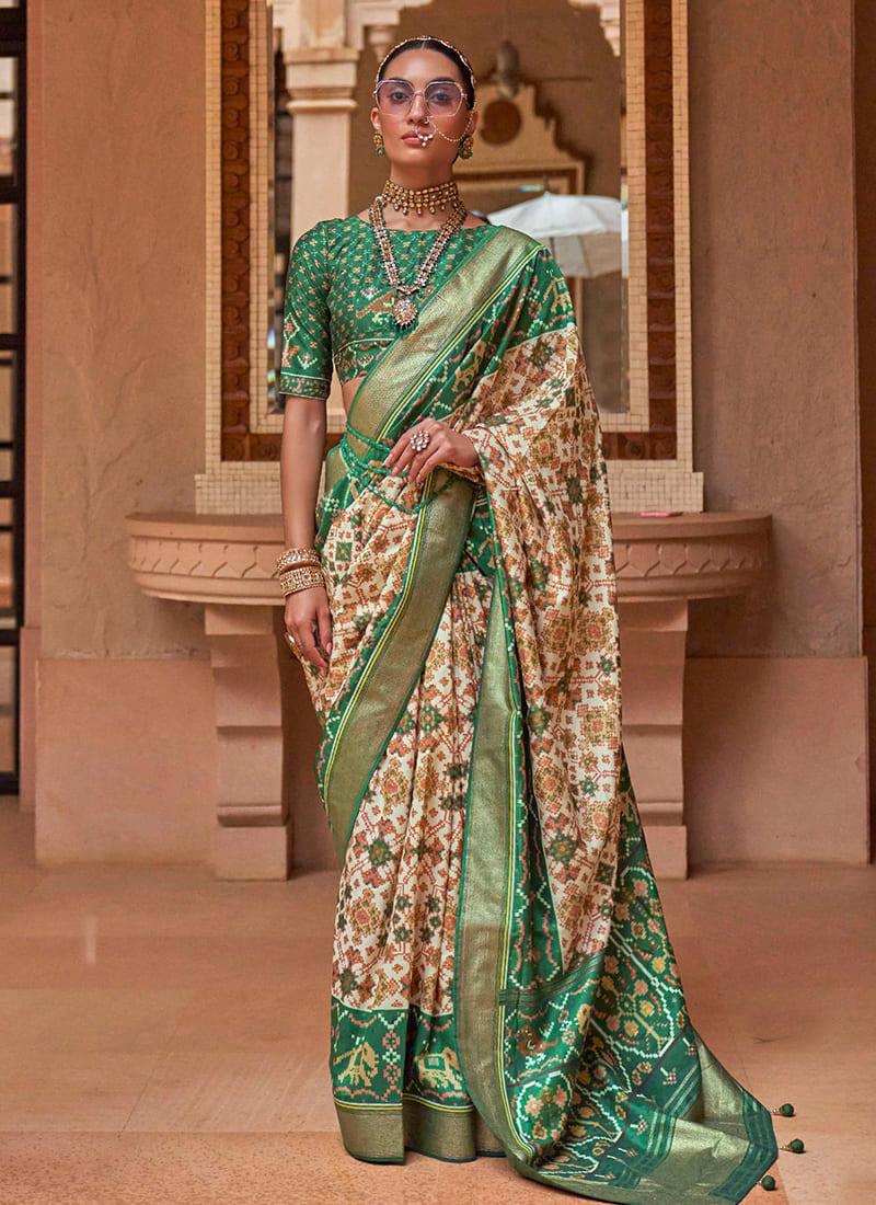 Green Traditional Patola Saree Affordable Cheap Pice