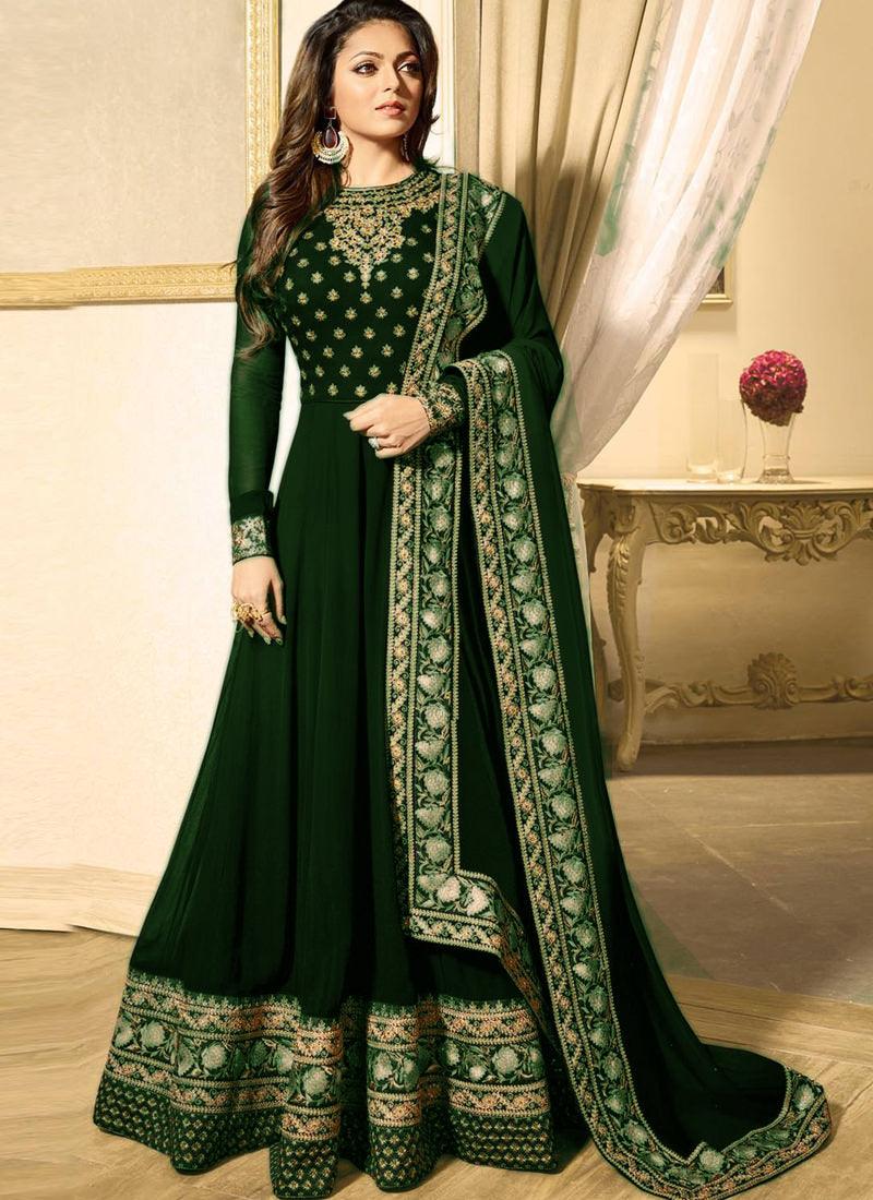 Dark Green Color Heavy Embroidered Work Designer Anarkali Suit Marketable For Sale