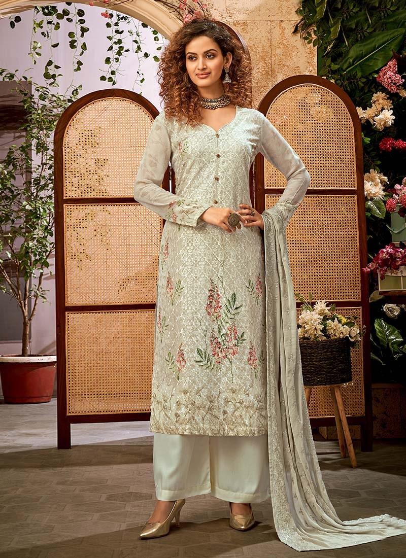 Green Color Stone Work Palazzo Suit With Chiffon Dupatta Footlocker Pictures