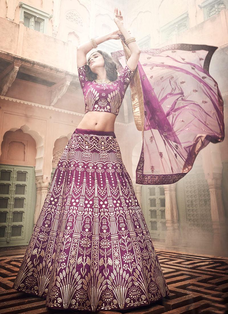 Spectacular Wine Art Silk Base Designer A-Line Lehenga Choli Comfortable Cheap Pice