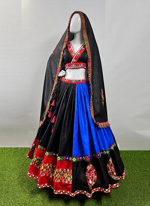 Navratri Special Blue and Black Lehenga Choli with Gamthi Work Outlet The Cheapest