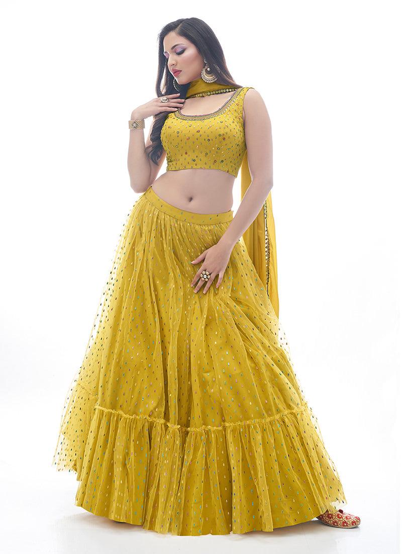 Rubber Print Mustard Net Chaniya Choli Buy Cheap The Cheapest