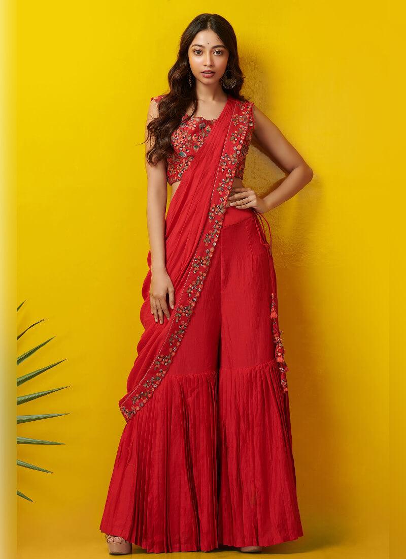 Splendid Red color With georgette dupatta and Sharara Suit Release Dates Authentic