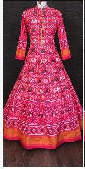 Pink Silk Base Printed Designer Gown With Dupatta Cheap Exclusive