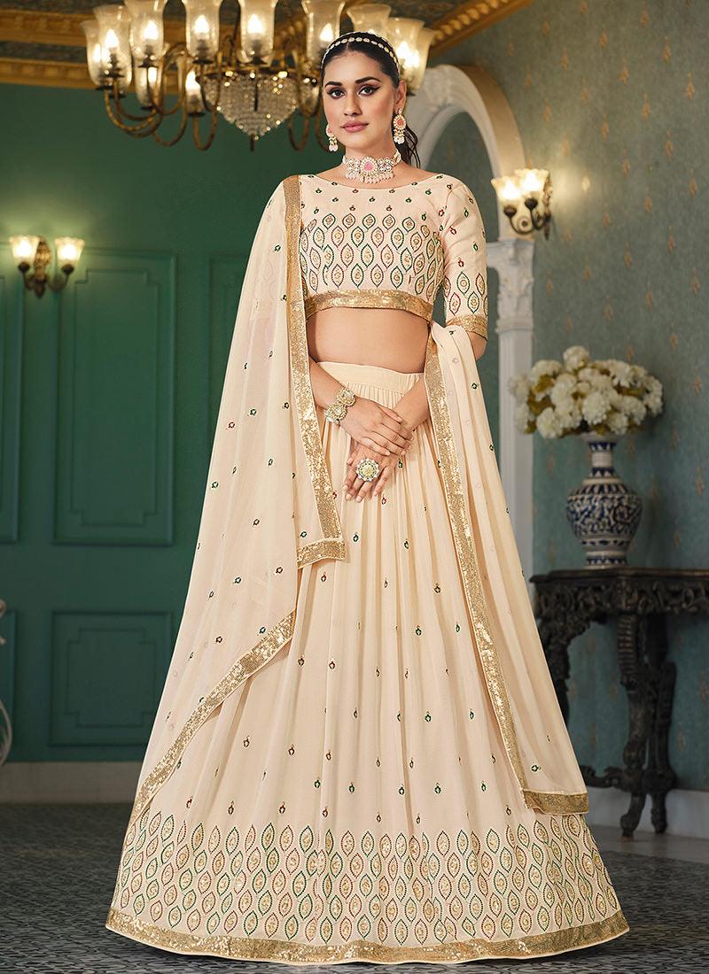 Beige Georgette Umbrella Lehenga Outlet Official