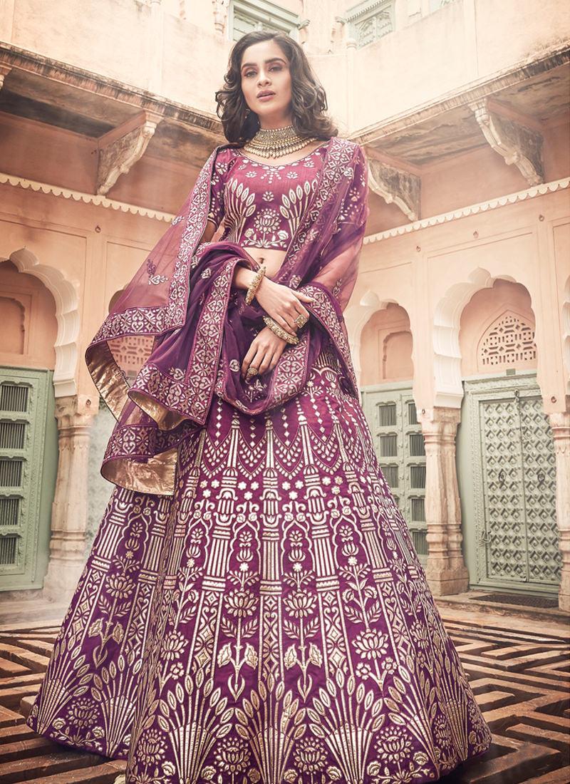 Spectacular Wine Art Silk Base Designer A-Line Lehenga Choli Comfortable Cheap Pice