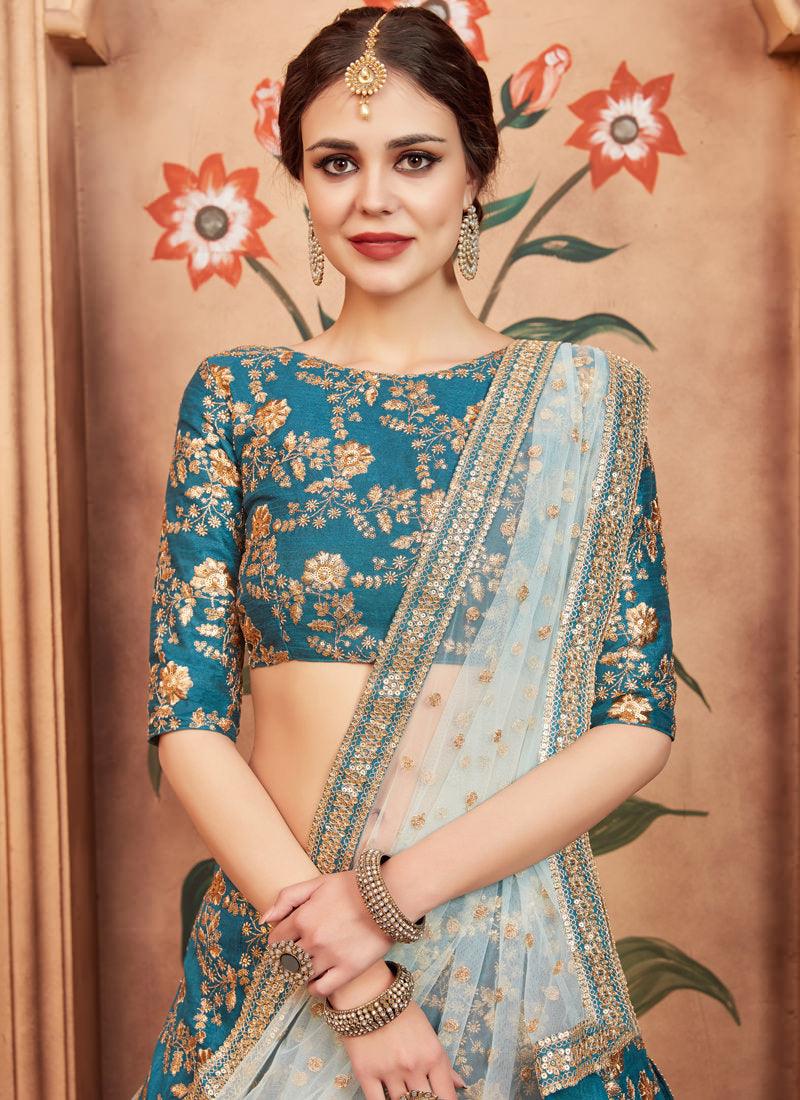 Marvelous Teal Green Color Designer Heavy Embroidred Lehenga Choli Discount Wide Range Of