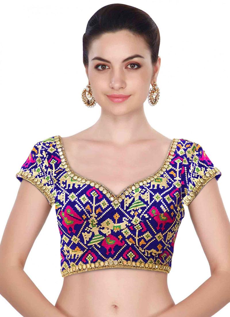 Elegant Sweetheart Neck Ethnic Blue Blouse - Perfect for Any Occasion Online Online Cheap Online