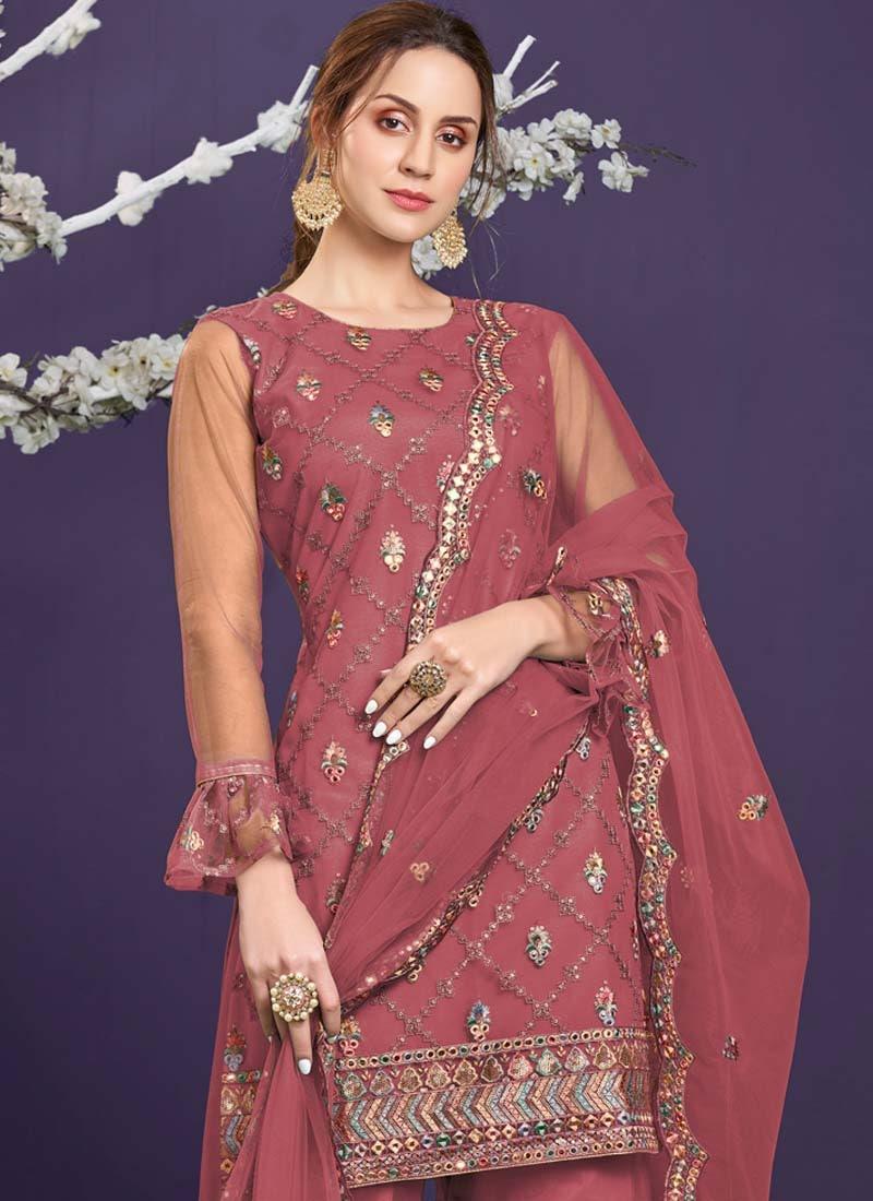 Beguiling Dark Pink Color Soft Net Base Sequins Work Sharara Salwar Suit Discount Footlocker Pictures