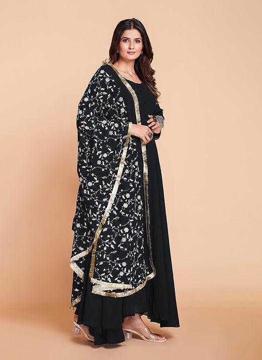 Affectionate Black Color Georgette Festival Gown Footlocker Cheap Online