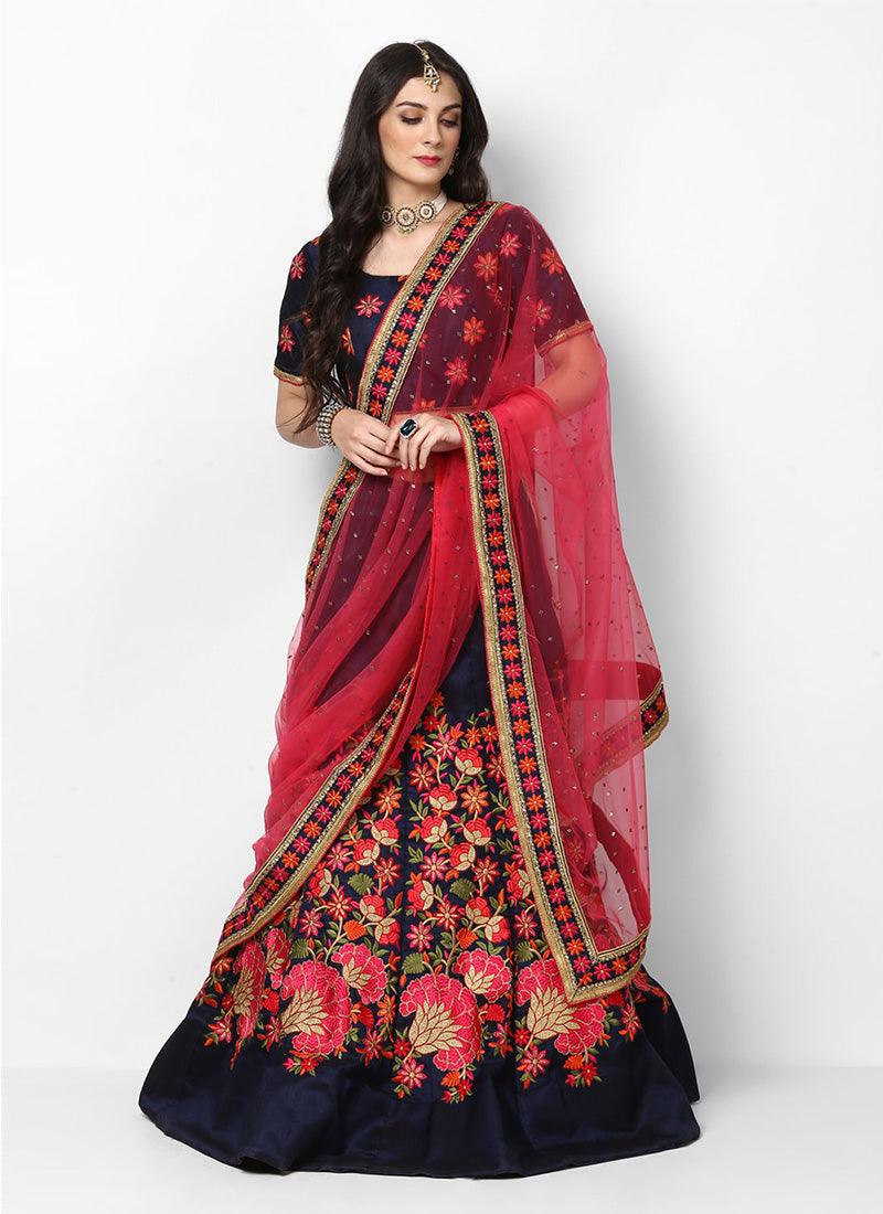 Modernistic Red Heavily Embellished Lehenga Choli Free Shipping Marketable