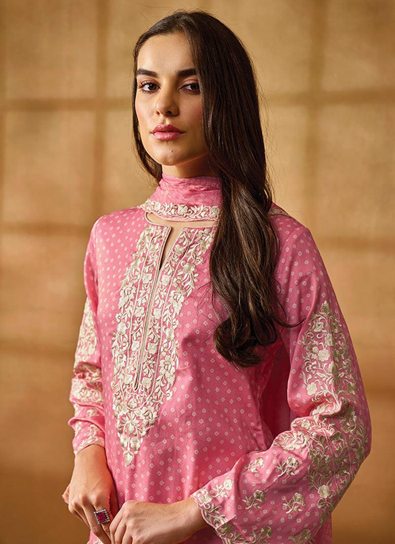 Pink Pant Style Suit With Dupatta Outlet New Arrival