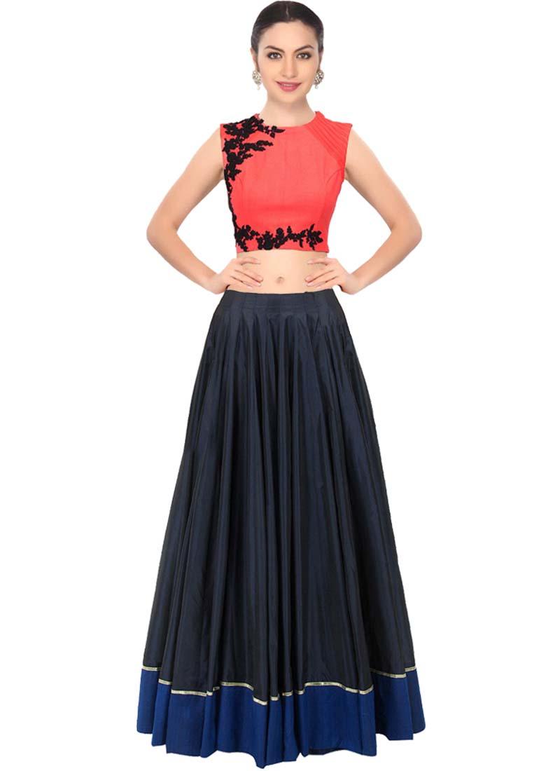 Pink And Blue Color Party Wear Designer Crop Top Cheap Low Pice