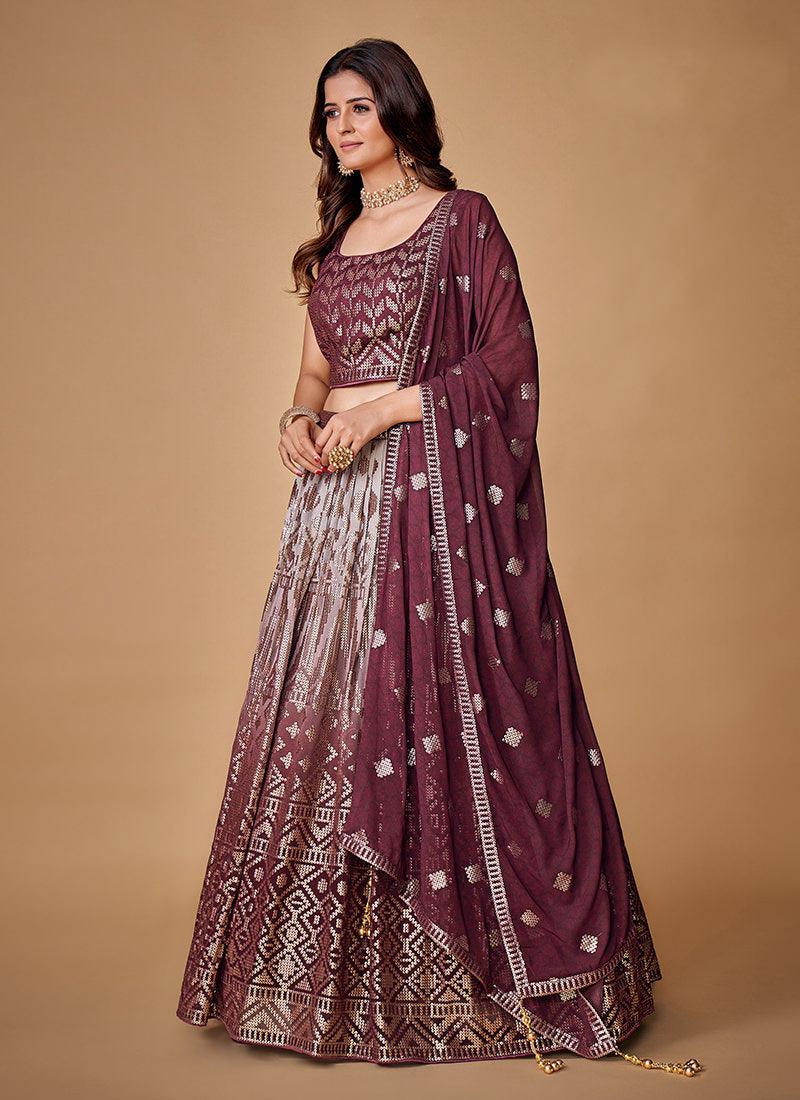 Double Shaded Purple Flared Lehenga Buy