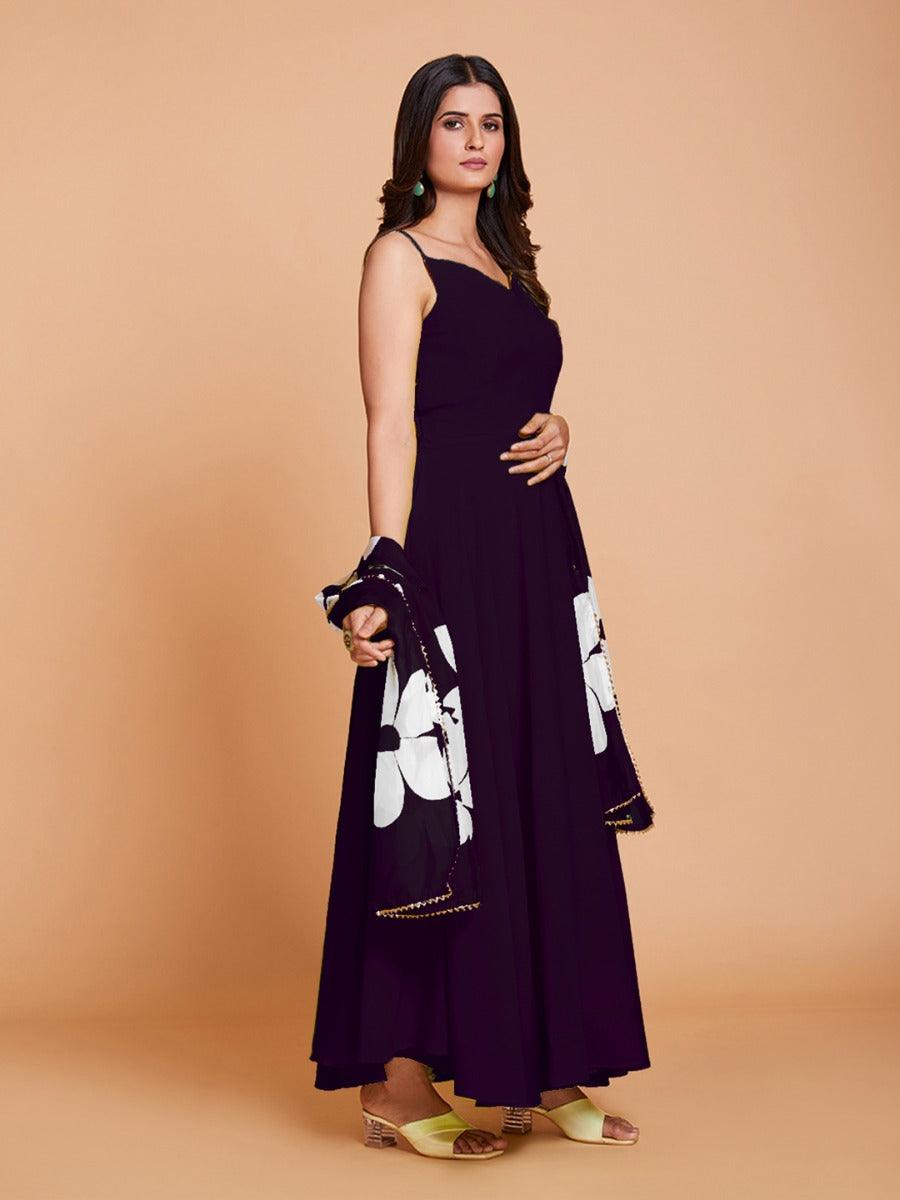 Raksha Bandhan Special Dark Wine Georgette Gown 2025 New Cheap Pice