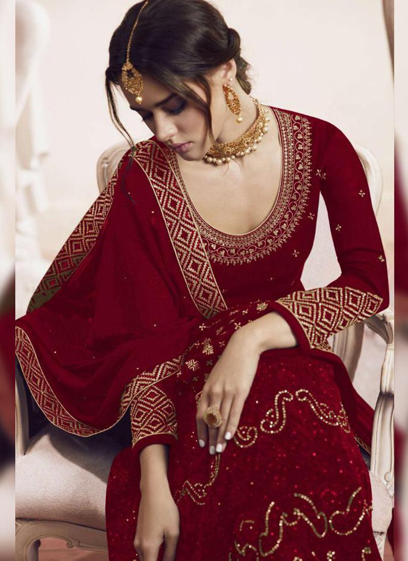 Remarkable Maroon Georgette Palazzo Salwar Suit Buy Cheap Hot Sale