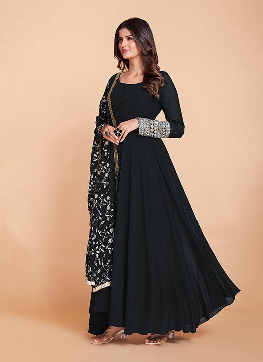 Affectionate Black Color Georgette Festival Gown Footlocker Cheap Online