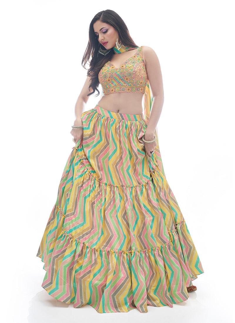 Zig-Zag Pattern Designer Printed Lehenga Big Discount Online