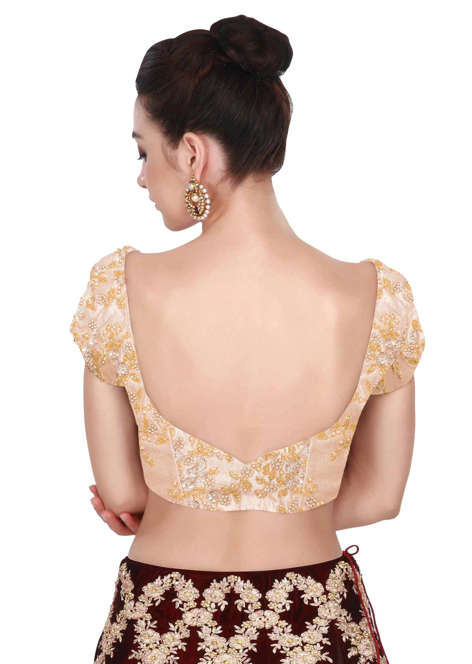 Elegant Round Neck Ethnic Blouse with Applique Detailing Huge Surprise Cheap Pice