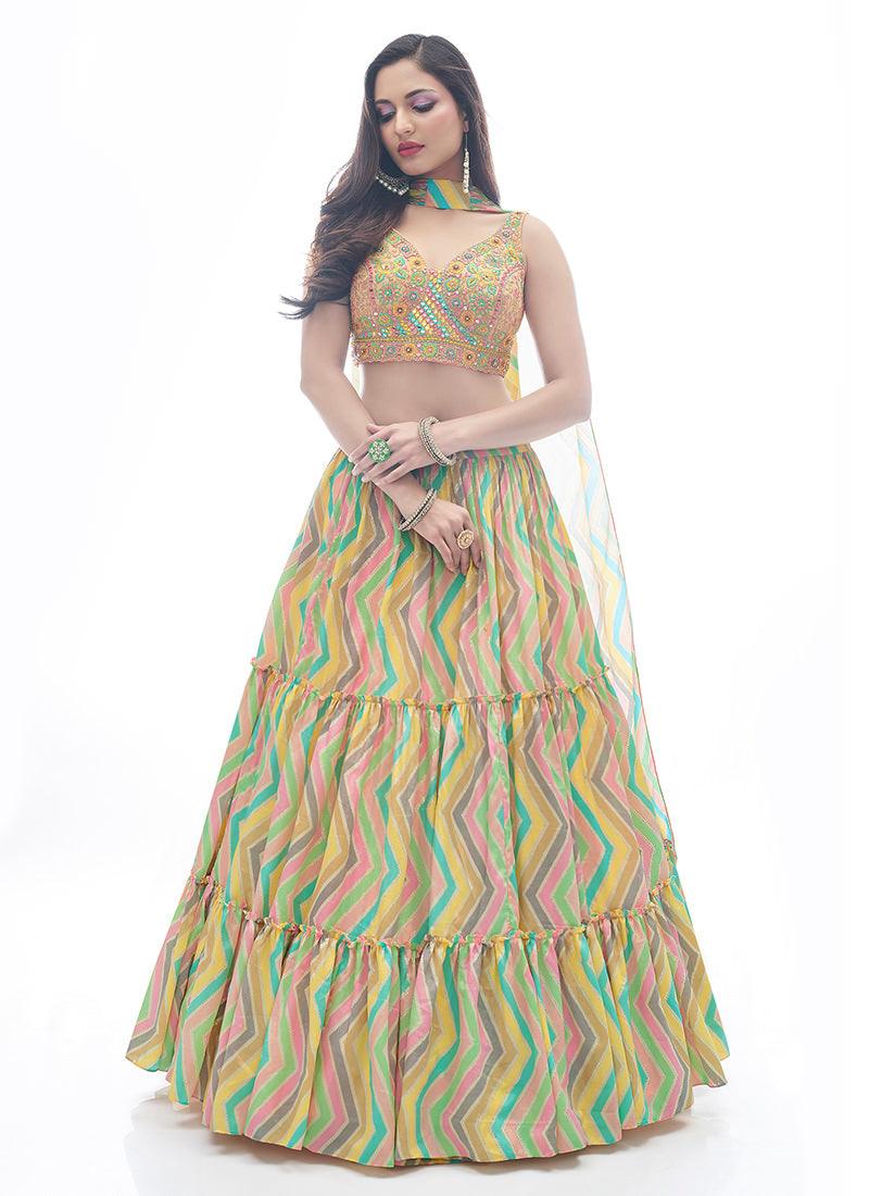 Zig-Zag Pattern Designer Printed Lehenga Big Discount Online