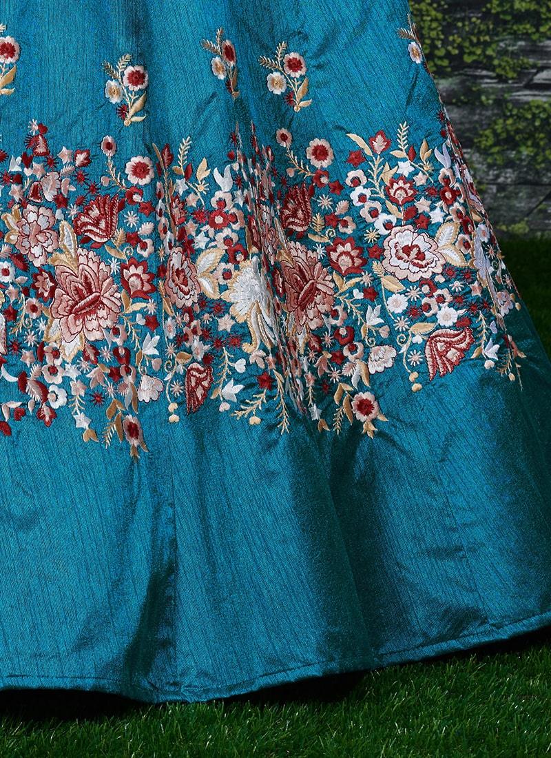 Teal Blue Lehenga Paired With Blush Pink Blouse With Dupatta Set Online Sale