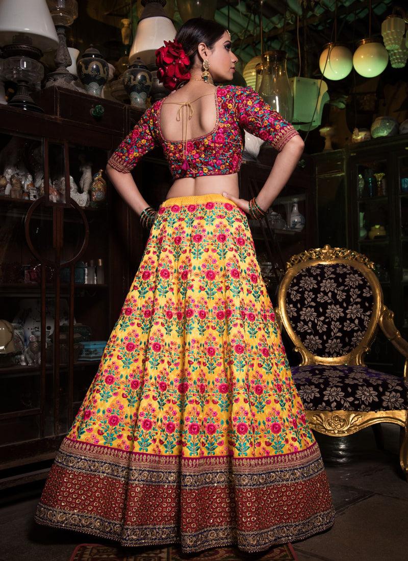 Stylish Yellow Color Designer Heavy Embroidered Lehenga Choli Authentic Online