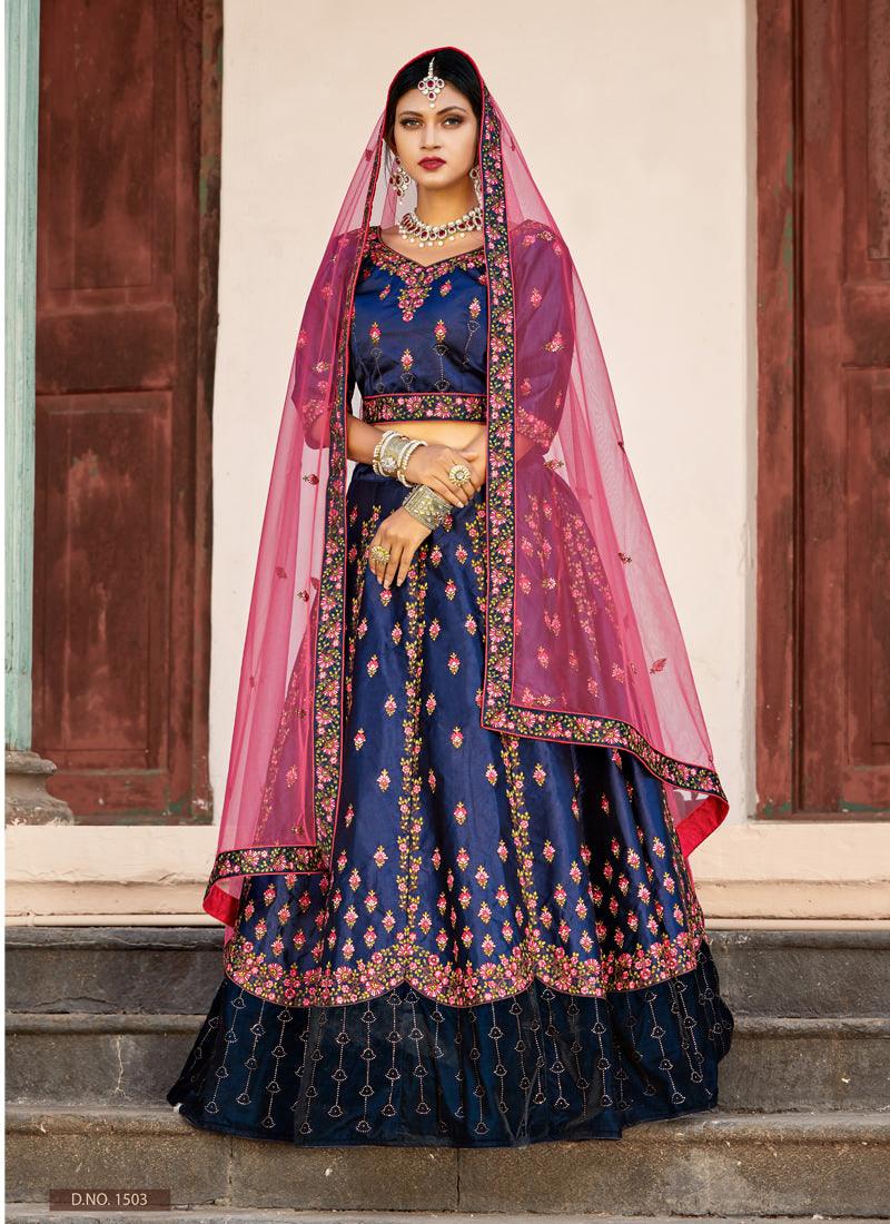 Stunning Navy Blue Flared Lehenga Choli Buy Cheap Fashion Style