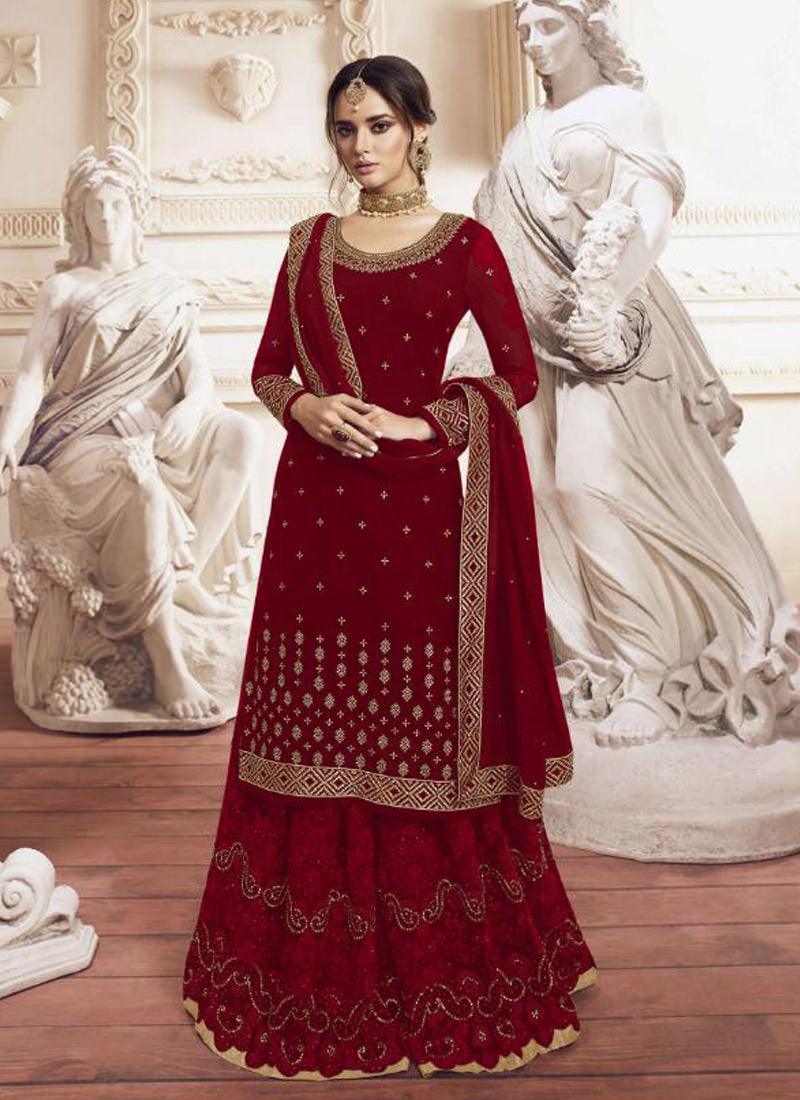 Remarkable Maroon Georgette Palazzo Salwar Suit Buy Cheap Hot Sale