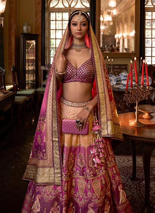 Pink Sparkle Work Smooth Rajwadi Silk Bridal Lehenga Choli Free Shipping 2025 New