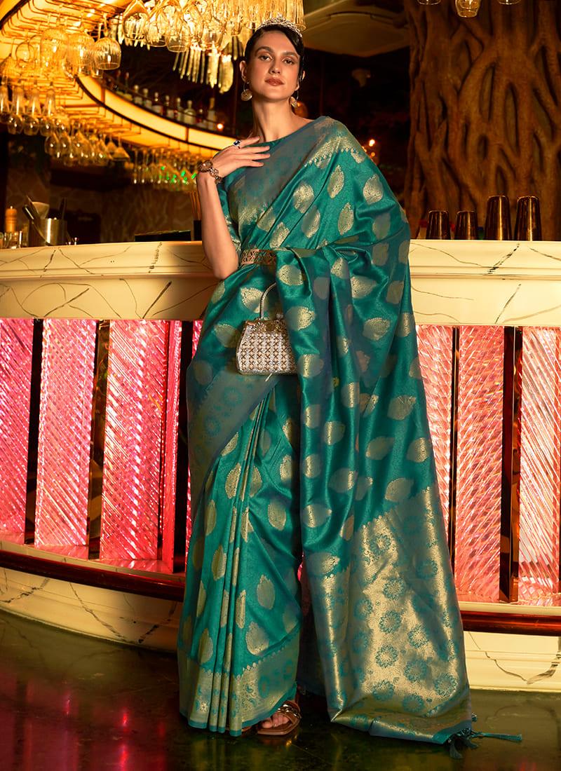 Handloom Weaving Green Partywear Saree Cheap Countdown Package