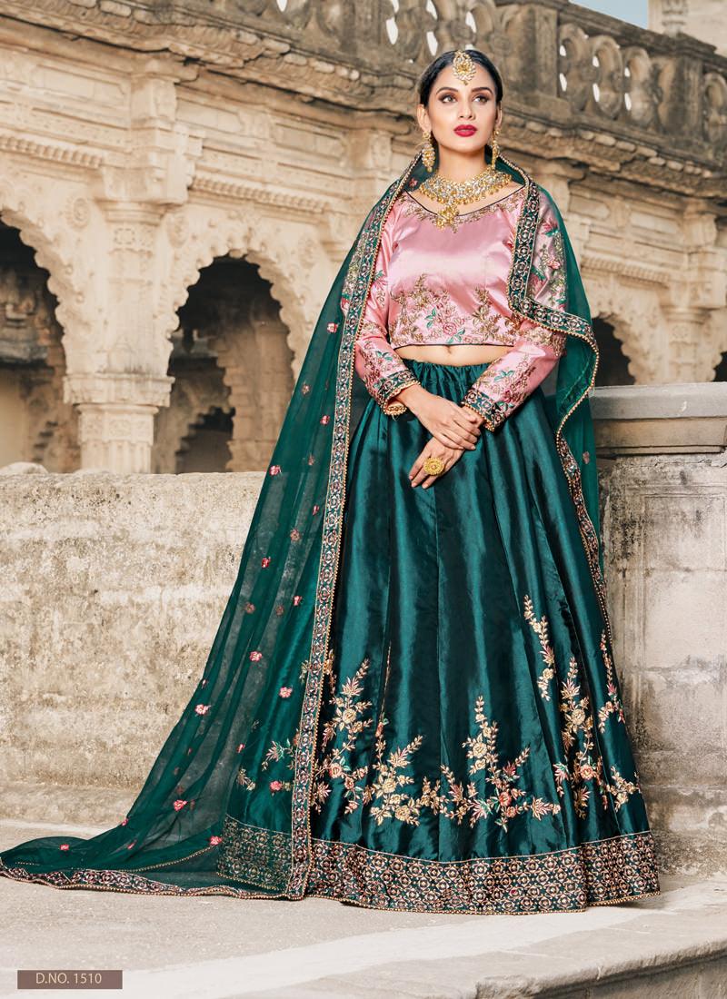 Pine Green Colored Bridal Wear Lehenga Choli Buy Cheap Pre Order