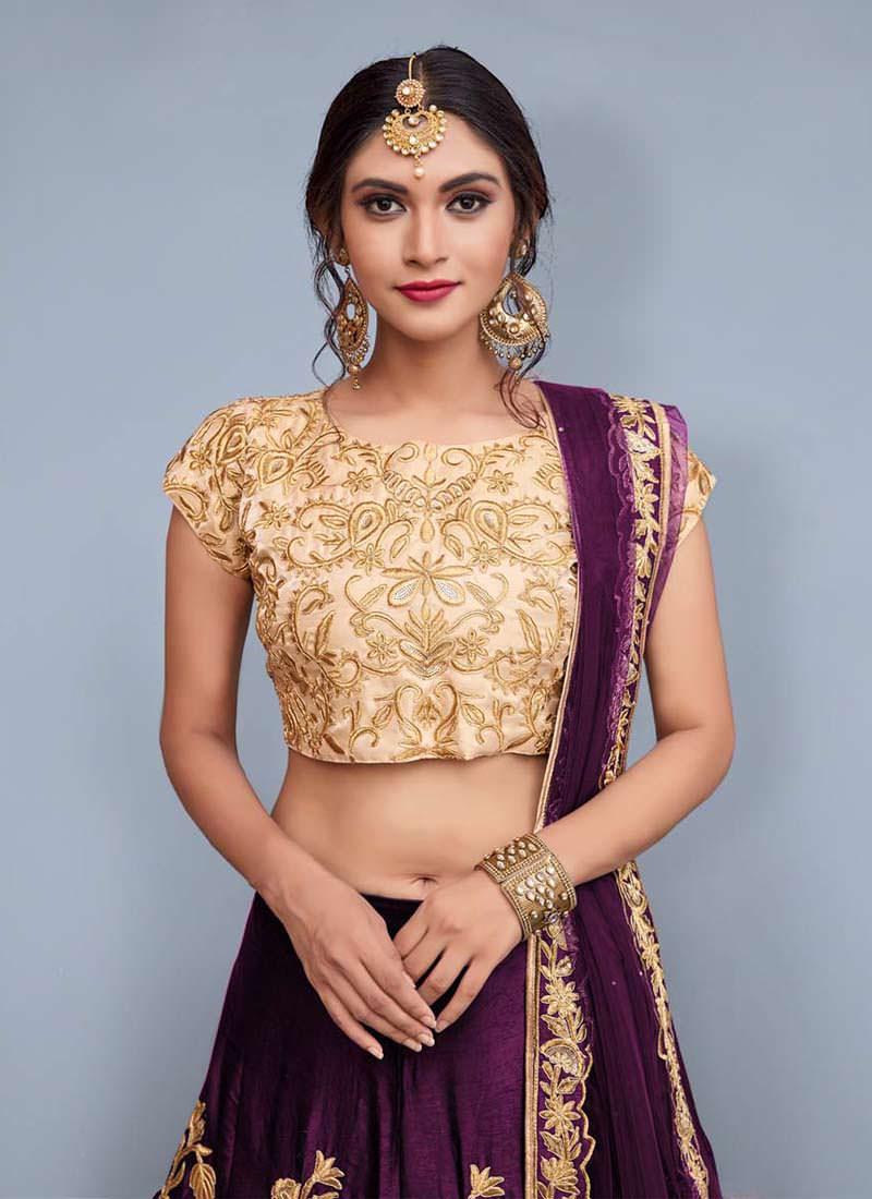 Delicate Purple Heavily Embellished Wedding Wears Lehenga Choli Free Shipping Very Cheap