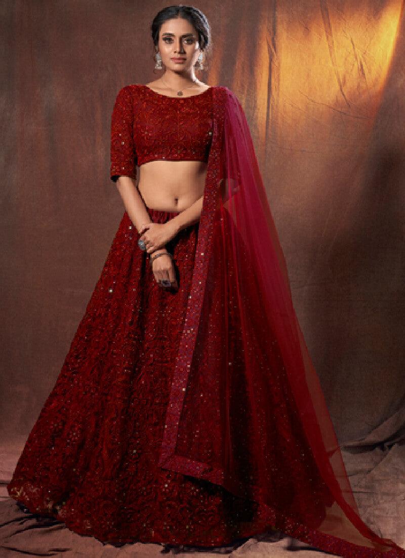 Stylish Maroon Resham Work Detailed Lehenga Choli Cheap Sale Good Selling