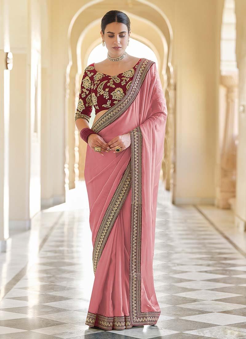 Charming Peach Color Organza Base Heavy Work Designer Look Saree 100% Authentic Cheap Online