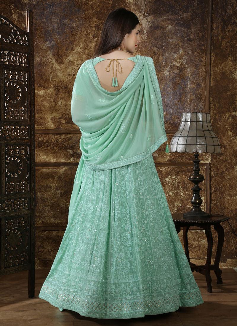 Incredible Teal Green Georgette Base Trendy Bridesmaid Lehenga Choli Official Site Sale Online