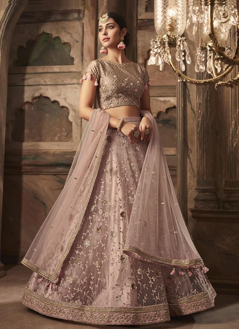 Pleasant Peach Color Lehenga choli With soft Net Base Big Discount Online